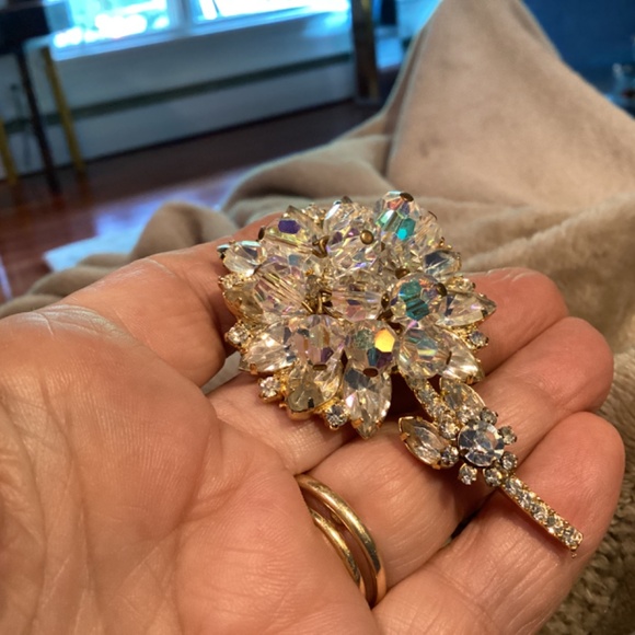 VINTAGE 1950’S  JULIANA CLEAR CRYSTAL RHINESTONE Brooch ARTICULATED MOMS - Picture 7 of 10